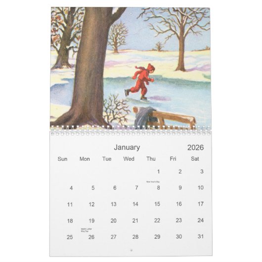 Rétro calendrier 2012 d'enfants (Jan 2026)