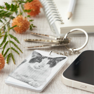 Retro Calico Halftone Sleutelhanger