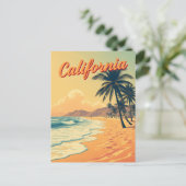 Retro California Beach Reizen Briefkaart (Staand voorkant)