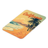 Retro California Beach Travel Kaart Magneet (Linkerzijde)