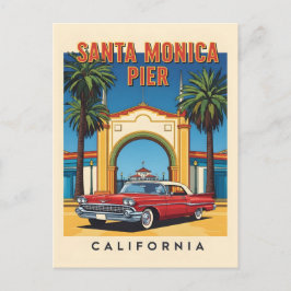 Retro California Dream Santa Monica Pier Briefkaart