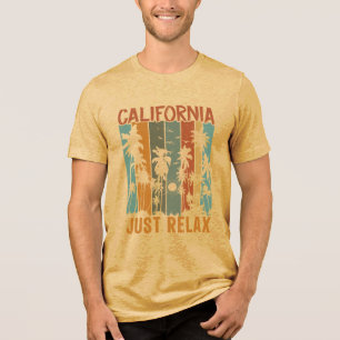 Retro California gewoon ontspannen Palmbomen Sunse Tri-Blend Shirt