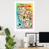 Retro California Map 24x36 Print (Thuiskantoor)