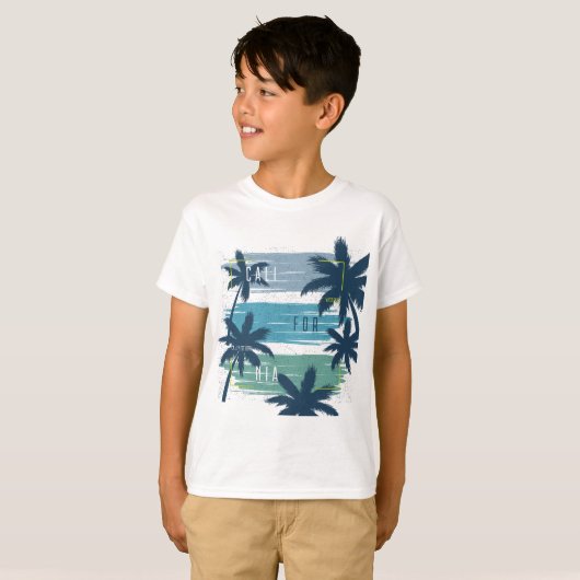 Retro California Palm Tree – Beach Sunset esthetie T-shirt (Voorkant volledig)