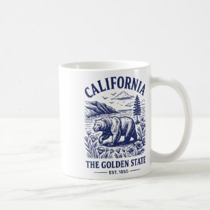 Retro California State T-shirt Est 1850 Gouden Kus Koffiemok
