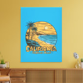 Retro California Sunset Beach Scene Canvas Afdruk (Insitu (Woonkamer))