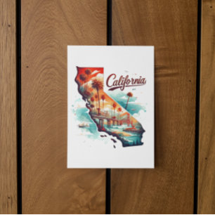 Retro California USA Carte Voyage Souvenir