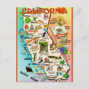 Retro Californië kaart ansichtkaart