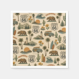 Retro Californië Route 66 Feest Escape Servet