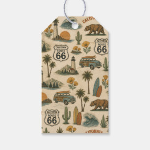 Retro Californië Route 66 Kustcharme Cadeaulabel