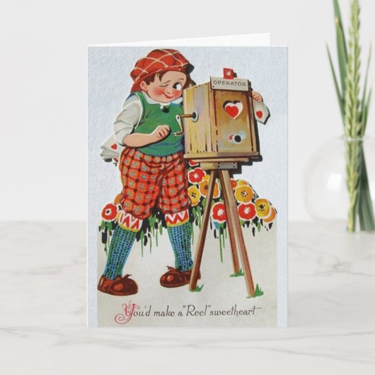 Retro Camera Man Filmmaker Valentijnsdag Kaart (Voorkant)