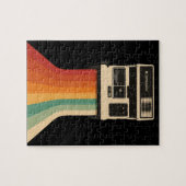 Retro camera met regenboogprint legpuzzel (Horizontaal)