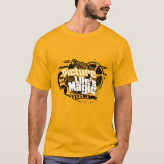 , retro camera T-shirt in gele kleur