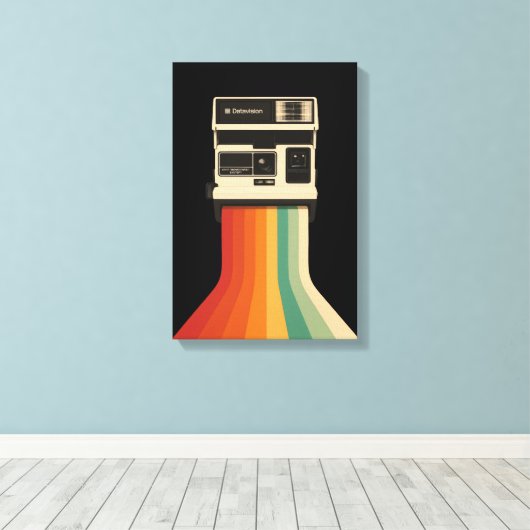 Retro Camera with Rainbow Print (Insitu (Houten vloer))