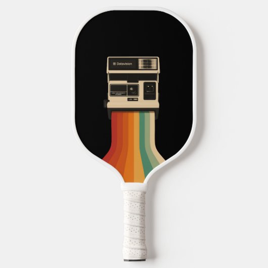 Retro Camera with Rainbow Print Pickleball Paddle (Voorkant)