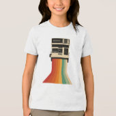 Retro Camera with Rainbow Print Tri-Blend Shirt (Voorkant)