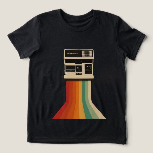 Retro Camera with Rainbow Print Tri-Blend Shirt (Design voorkant)