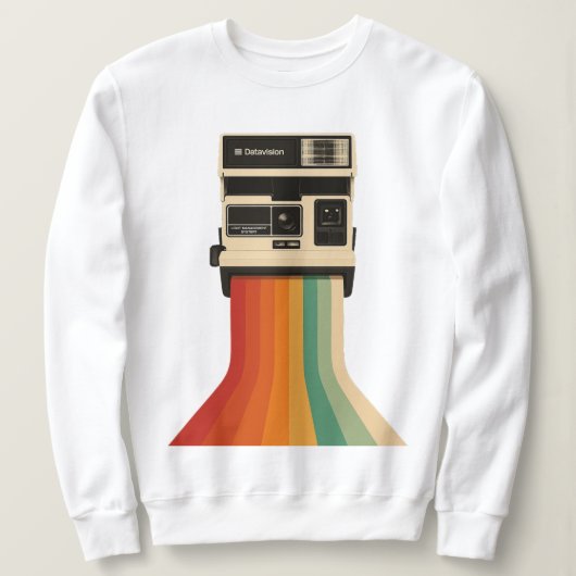 Retro Camera with Rainbow Print Trui (Design voorkant)