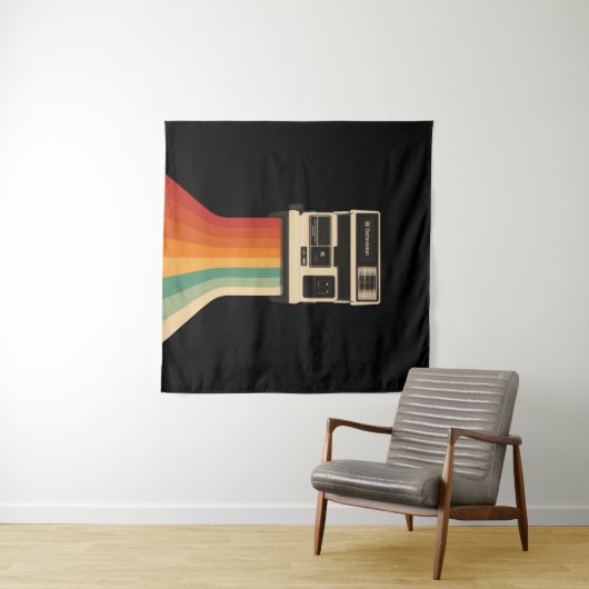 Retro Camera with Rainbow Print Wandkleed (In Situ (horizontaal))