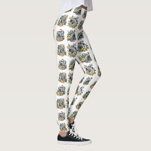 Retro Camera's met Bloemen Leggings (Rechts)