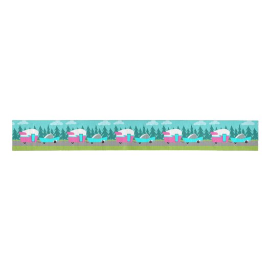 Retro-camper/aanhangwagen en motorlint grosgrain lint (Voorkant)