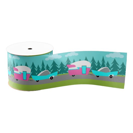 Retro-camper/aanhangwagen en motorlint grosgrain lint (Spoel)