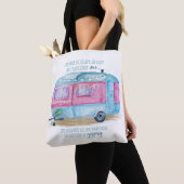 Retro Camper Caravan Blue | Roze en witte glamper Draagtas (Dichtbij)