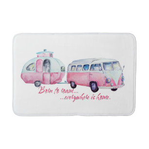 Retro Camper Caravan en Van Bath Mat
