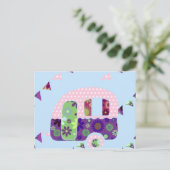 Retro camper  caravan shabbychic briefkaart (Staand voorkant)