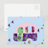 Retro camper  caravan shabbychic briefkaart (Voorkant / Achterkant)