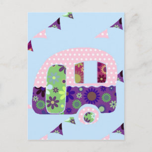 Retro camper caravan shabbychic briefkaart