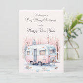 Retro Camper Kerst Kaart (Staand voorkant)