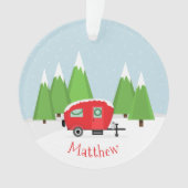 Retro Camper Kerstmis Ornament (voorkant)
