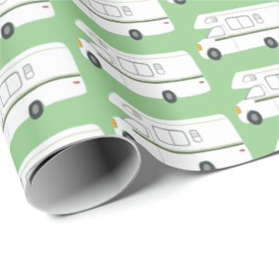 Retro Camper Motorhome groen verpakkingspapier Cadeaupapier