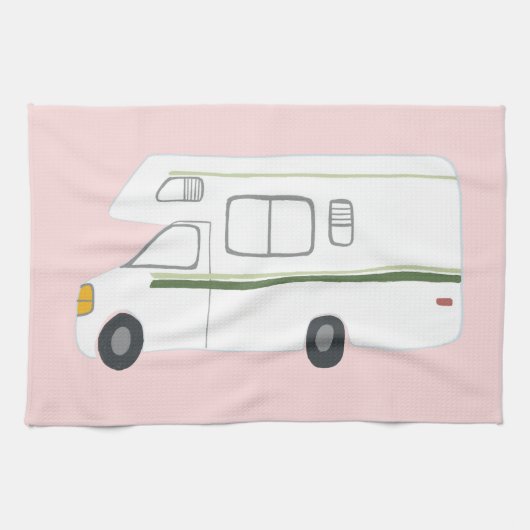 Retro Camper Motorhome RV serviette de cuisine ros (Horizontal)