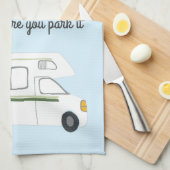 Retro Camper Motorhome RV Vanlife Green Theedoek (Quarter Fold)