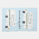 Retro Camper Motorhome RV Vanlife Green Theedoek (Horizontaal)