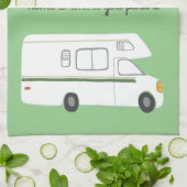 Retro Camper Motorhome RV Vanlife Green Theedoek (Gevouwen)