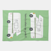 Retro Camper Motorhome RV Vanlife Green Theedoek (Horizontaal)