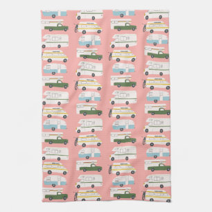 Retro Camper Motorhome RV Vanlife Pink Theedoek