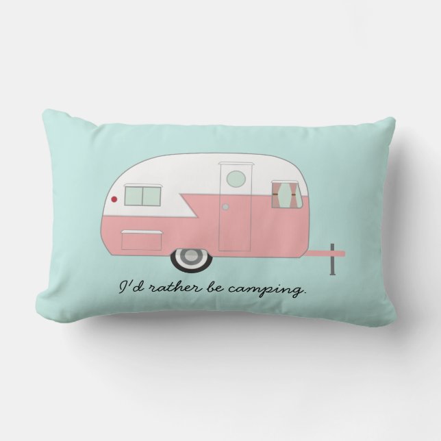 Retro Camper Pillow - Roze Kussen (Voorkant)