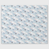 Retro Camper Trailer blauw verpakkingspapier Cadeaupapier (Vlak)