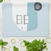 Rétro Camper Trailer bleu serviette de cuisine (Plié)