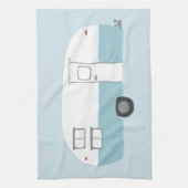 Rétro Camper Trailer bleu serviette de cuisine (Vertical)