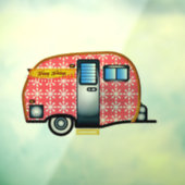RETRO CAMPER TRAILER CHRISTMAS WINDOW CLING RAAMSTICKER (Vel 3)