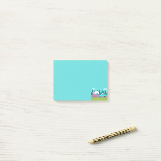 Retro Camper / Trailer en Auto Post-it Notes (Op bureau)