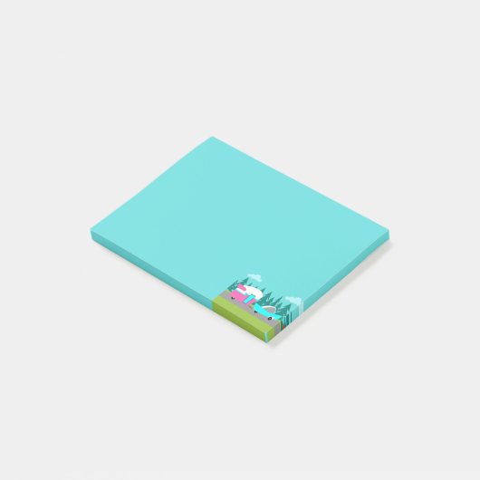 Retro Camper / Trailer en Auto Post-it Notes (Schuin)