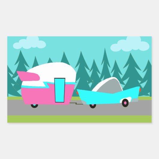 Retro Camper / Trailer en Auto Stickers (Voorkant)