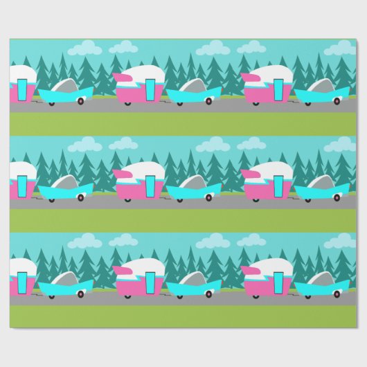 Retro Camper/Trailer en autowrakken Cadeaupapier (Vlak)