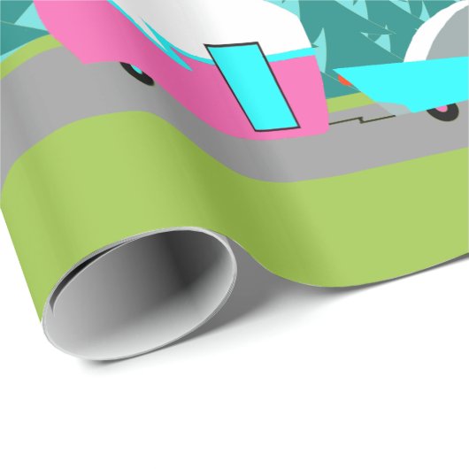 Retro Camper/Trailer en autowrakken Cadeaupapier (Rol Hoek)